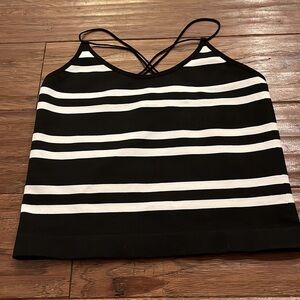 Happily Grey Black and White Striped Top Size M/L